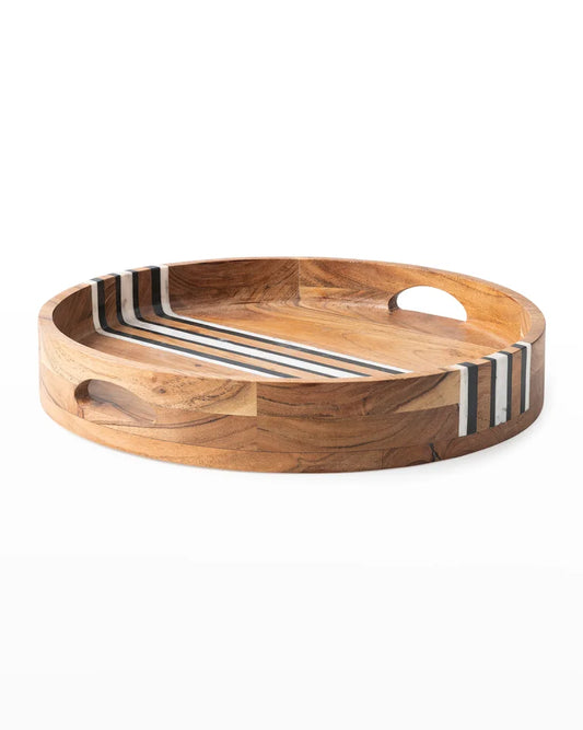 Juliska Stonewood Stripe Round Tray - Natural Multi