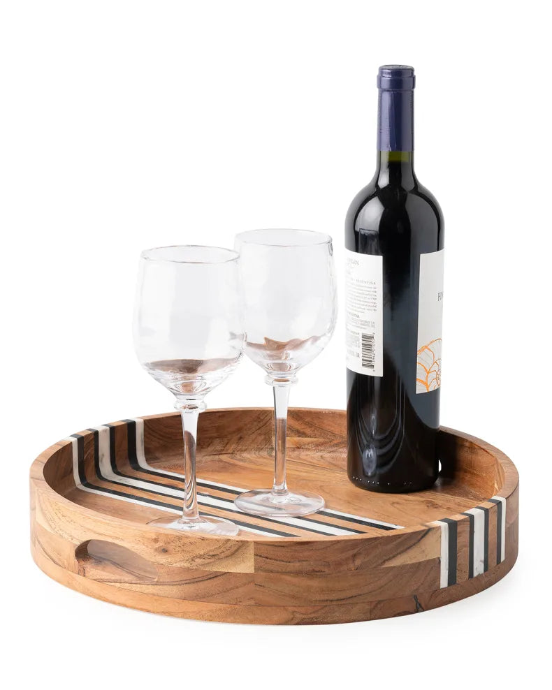 Juliska Stonewood Stripe Round Tray - Natural Multi