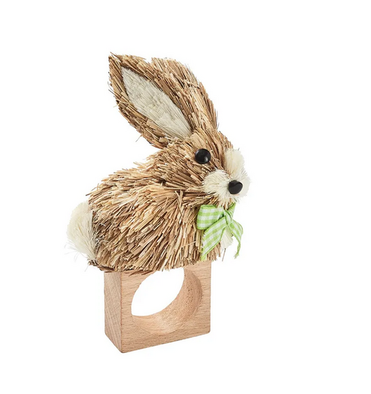 Kim Seybert Napkin Rings: Hop in Natural & Green, Set of 4