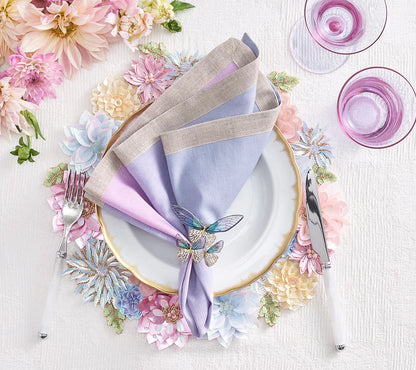Kim Seybert Napkin Rings: Flutter in Lilac & Periwinkle, Set of 4