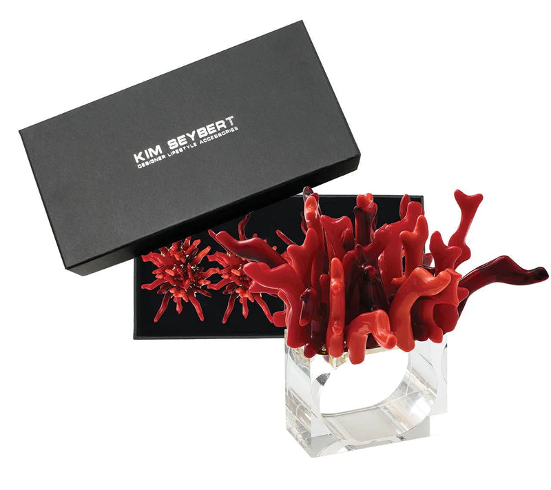 Kim Seybert Napkin Rings: Amalfi  in Coral, Set of 4
