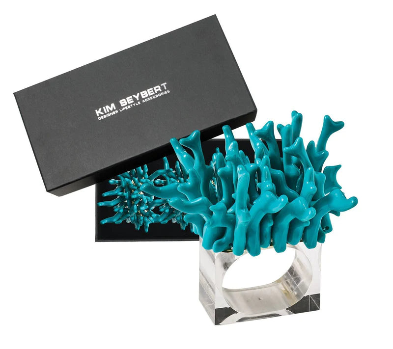 Kim Seybert Napkin Rings: Amalfi in Turquoise, Set of 4