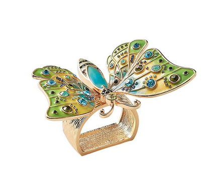 Kim Seybert Napkin Rings: Arbor in Blue & Green, Set of 4