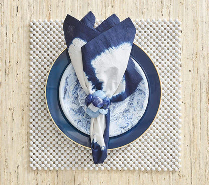 Kim Seybert Napkin Rings: Sea Stone in Navy, Set of 4