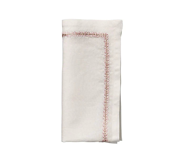 Kim Seybert Napkins: Jardin in White & Blush