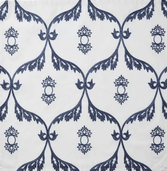Kim Seybert Napkins: Wisteria in White & Navy, Set of 4