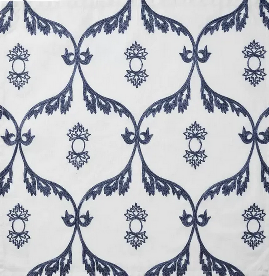 Kim Seybert Napkins: Wisteria in White & Navy, Set of 4