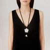 Lalique Necklace - Hirondelles - Clear Crystal, Onyx, Silver