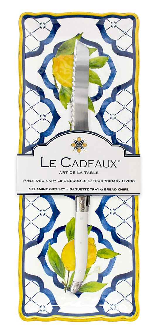 Le Cadeaux Palermo Baguette Tray and Laguiole Bread Knife