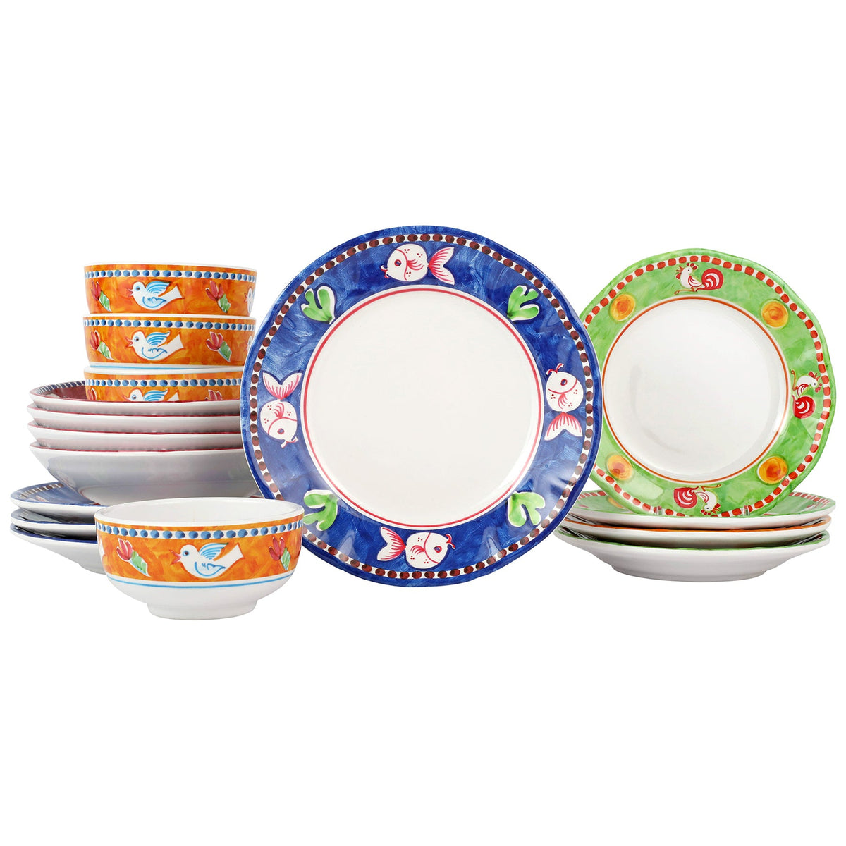 Vietri Melamine: Campagna Assorted Sixteen-Piece Place Setting