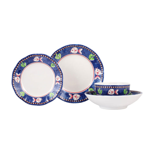 Vietri Melamine: Campagna Pesce (Fish) Four-Piece Place Setting