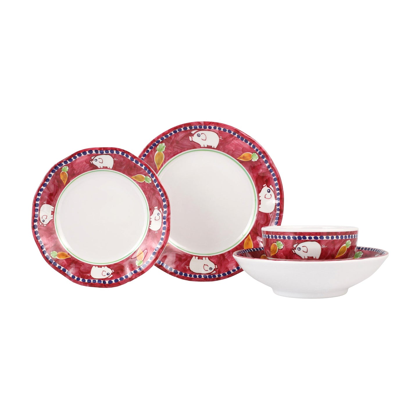 Vietri Melamine: Campagna Porco (Pig) Four-Piece Place Setting