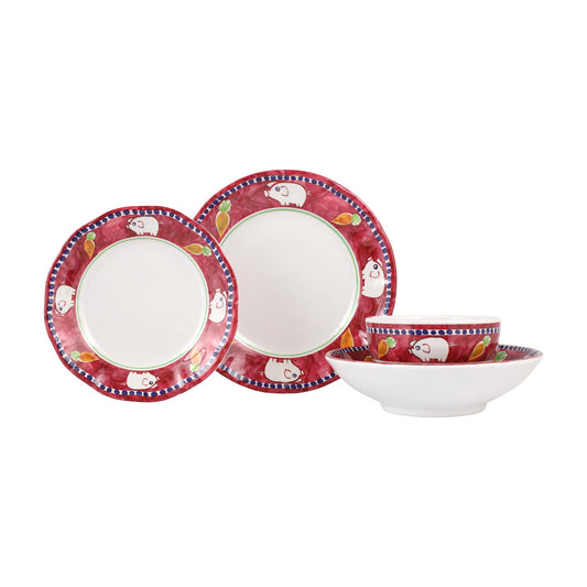 Vietri Melamine: Campagna Porco (Pig) Four-Piece Place Setting
