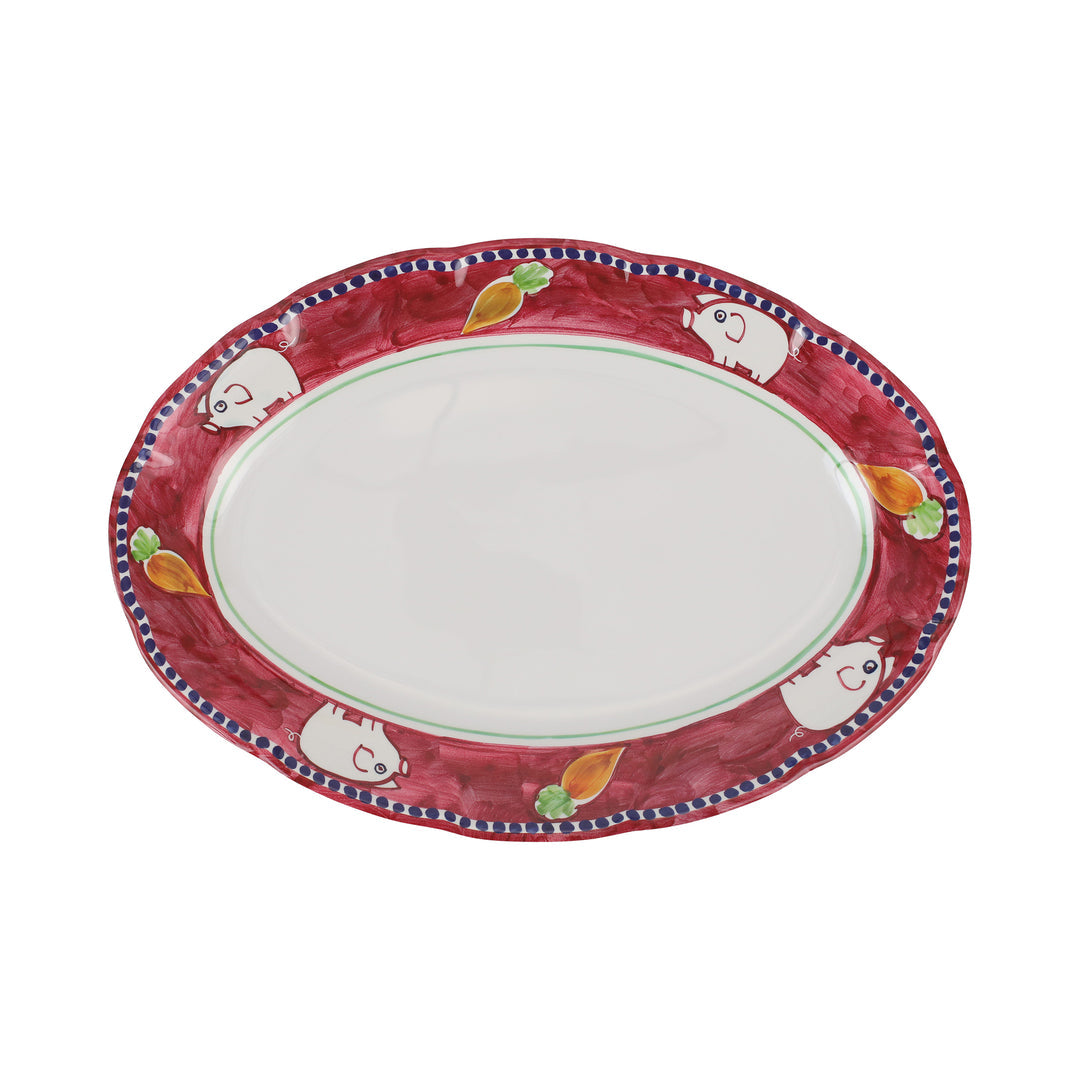 Vietri Melamine: Campagna Porco (Pig) Oval Platter