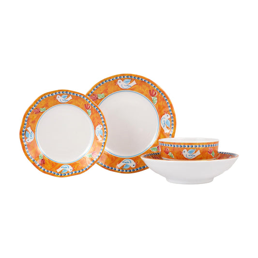 Vietri Melamine: Campagna Uccello (Bird)  Four-Piece Place Setting