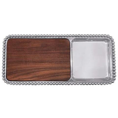 Mariposa Cheese and Cracker Server - Pearled with Dark Wood Insert