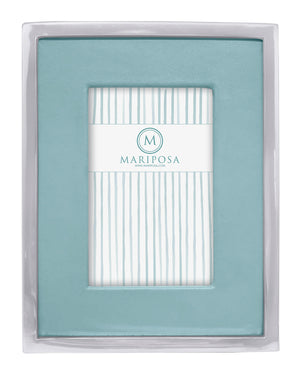 Mariposa White Leather with Metal Border 4x6 Frame