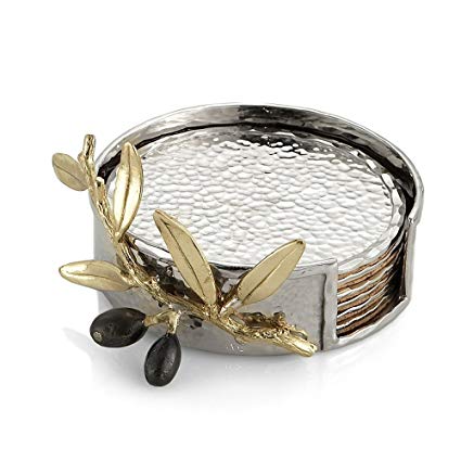 Michael Aram Olive Branch Gold Drink Coaster, Set of 6
