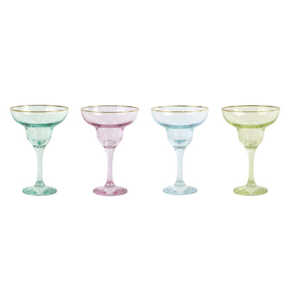 Vietri Rainbow Assorted Margarita Glasses - Set of 4