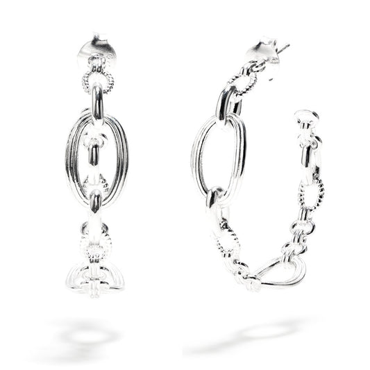 Capucine De Wulf Monique Chain Hoop Earrings, Silver