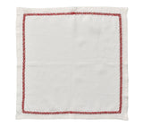 Kim Seybert Napkins: Jardin in White & Coral, Set of 4