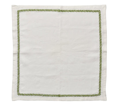 Kim Seybert Napkins: Jardin in White & Green, Set of 4