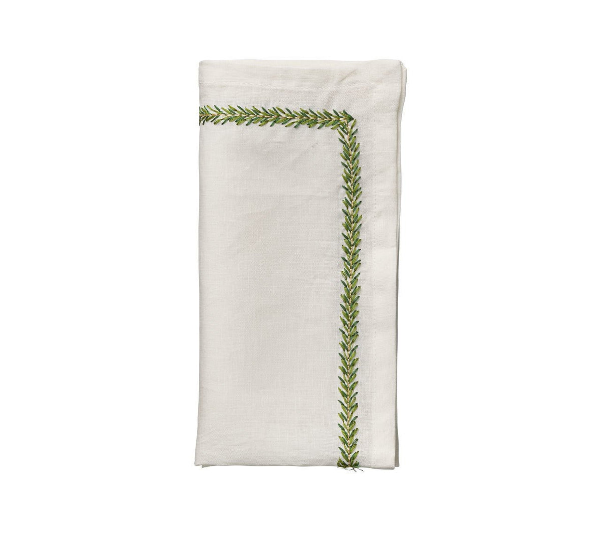 Kim Seybert Napkins: Jardin in White & Green, Set of 4