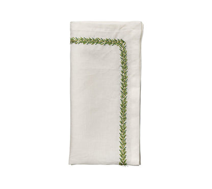 Kim Seybert Napkins: Jardin in White & Green, Set of 4