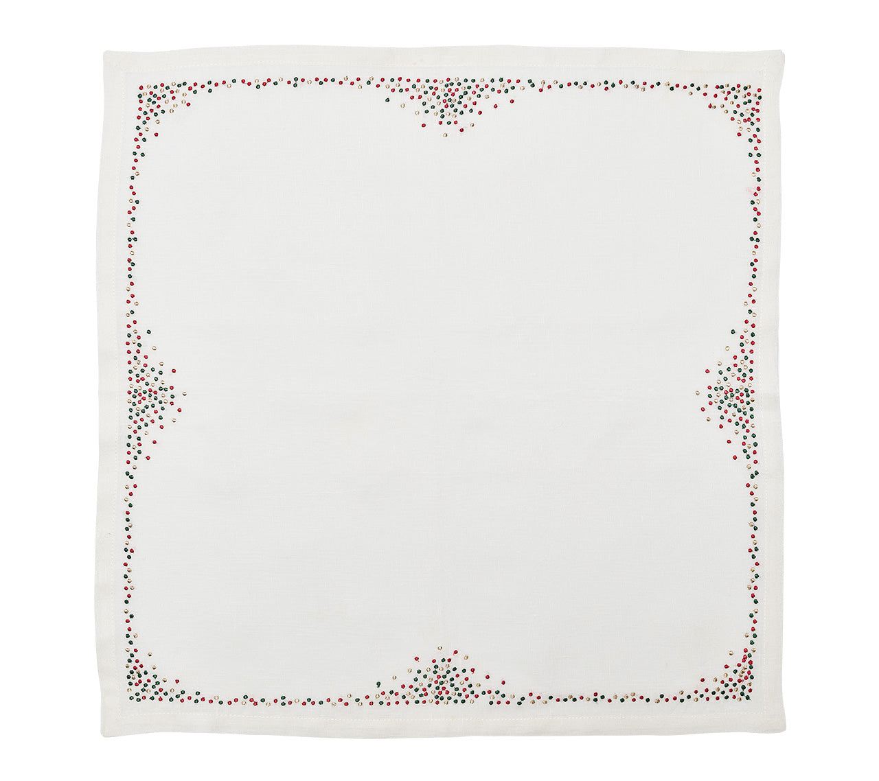 Kim Seybert Napkins: Pin Dot in White, Red & Green, Set of 4