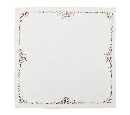 Kim Seybert Napkins: Pin Dot in White, Red & Green, Set of 4