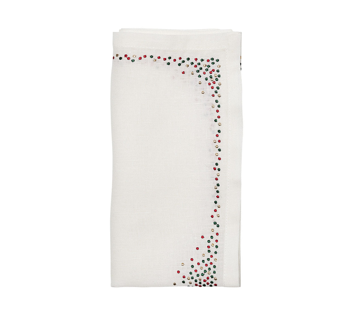 Kim Seybert Napkins: Pin Dot in White, Red & Green, Set of 4