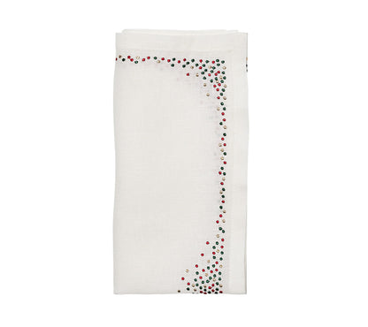 Kim Seybert Napkins: Pin Dot in White, Red & Green, Set of 4