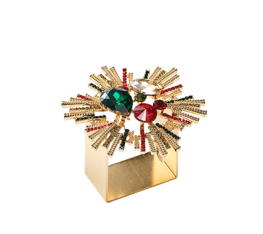 Kim Seybert Napkin Rings: Bijoux in Red, Green & Gold, Set of 4