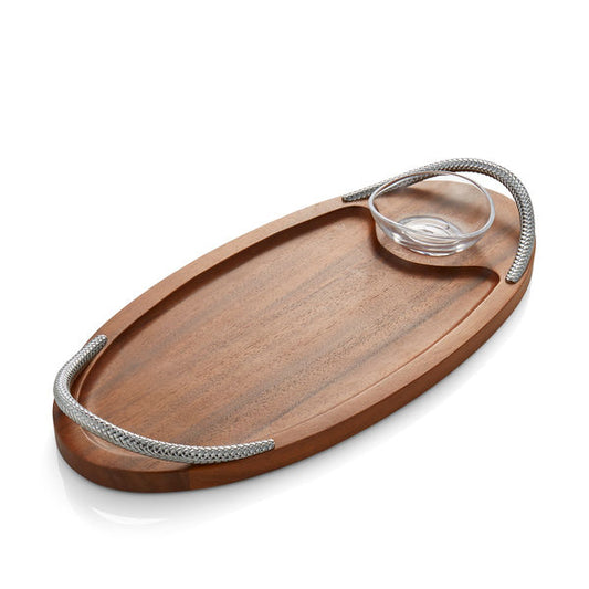 Nambe Braid Serving Board with Dip Bowl