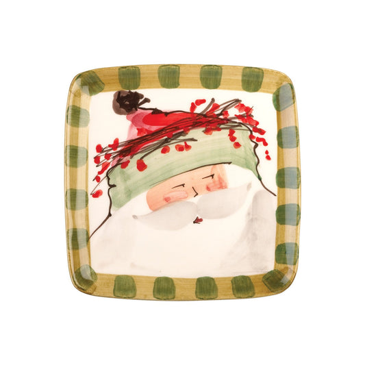 Vietri Old St. Nick Salad Plate - Square Green Hat
