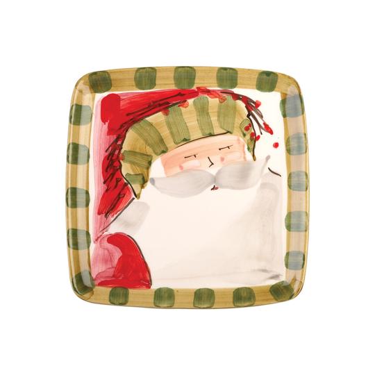 Vietri Old St. Nick Salad Plate - Square Striped Hat