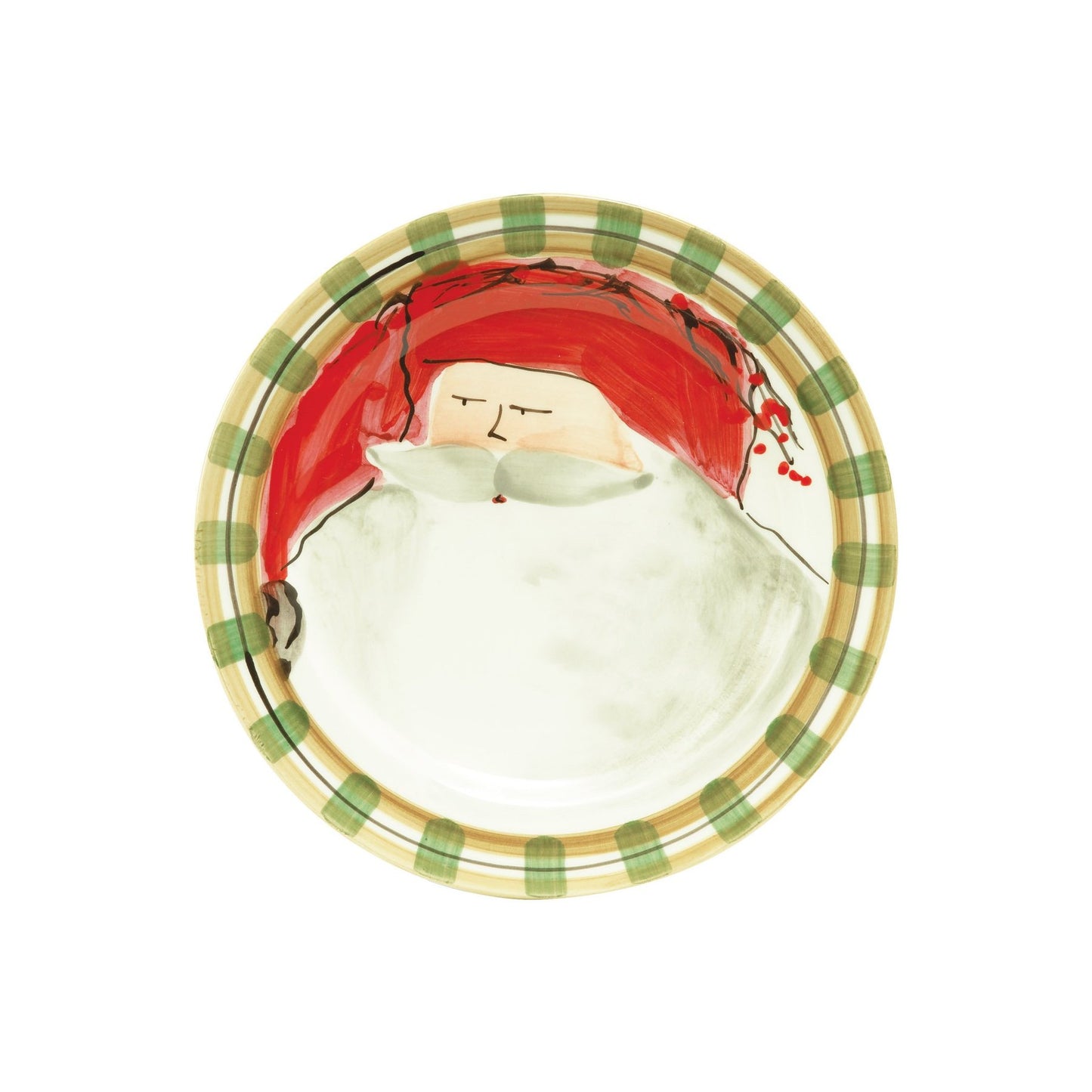 Vietri Old St. Nick Salad Plate - Round Red Hat Vietri