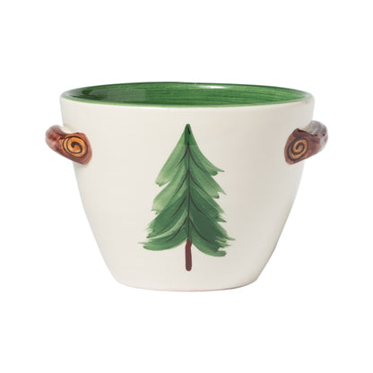 Vietri Old St. Nick Handled Deep Serving Bowl w/Popcorn