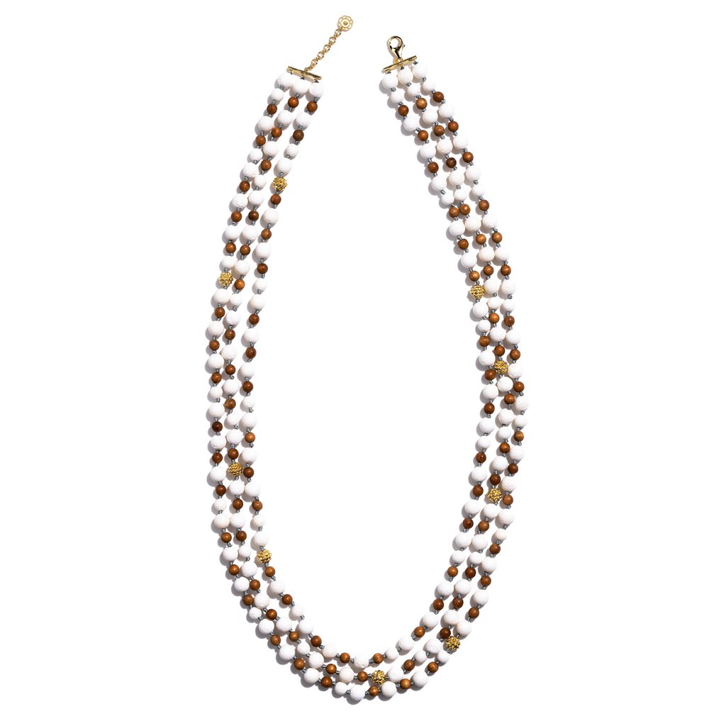 Capucine De Wulf Ocean Goddess Necklace, Coral & Teak