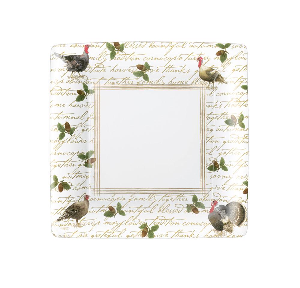 Caspari Salad/Dessert Plates: Founders' Thanksgiving - Square