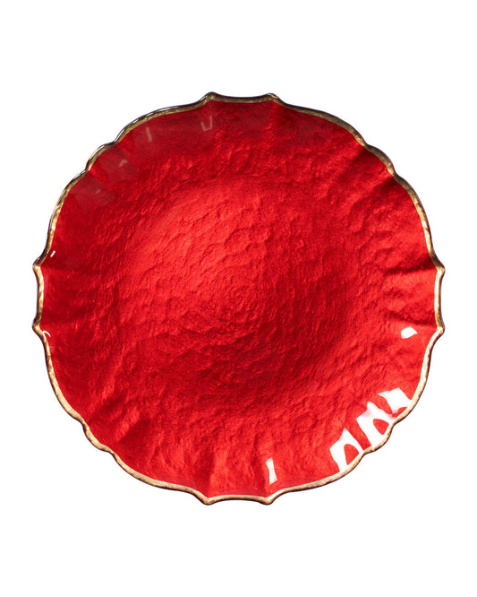 Vietri Baroque Glass Salad Plate - Red