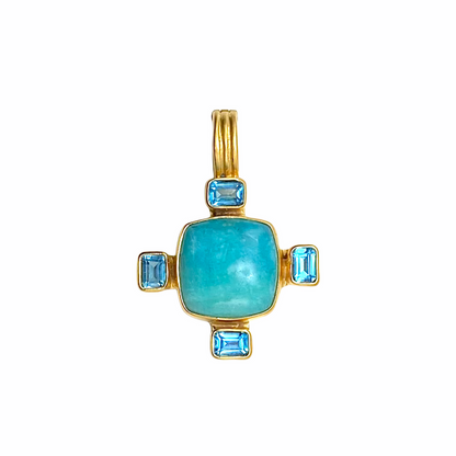 Dina Mackney Designs Pendant -  Amazonite and Blue Topaz Enhancer