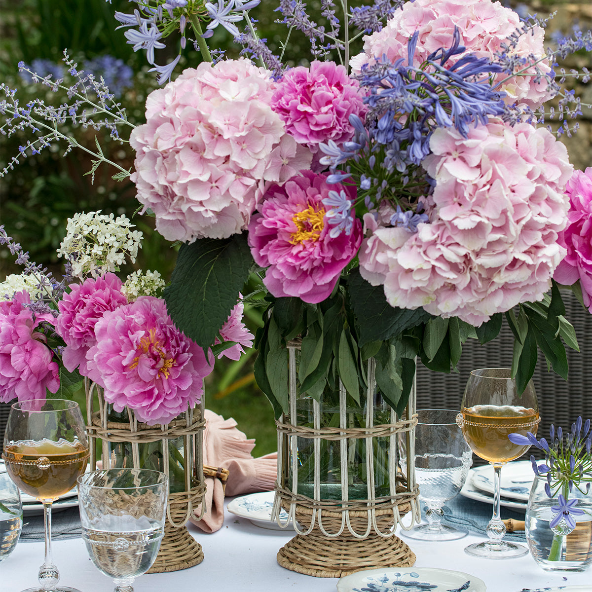 Juliska Provence Rattan Hurricane - Whitewash - Large