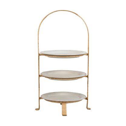 Juliska Provence Rattan Three Tiered Plate Server - Whitewash