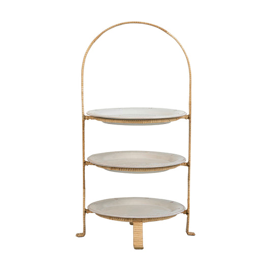 Juliska Provence Rattan Three Tiered Plate Server - Whitewash