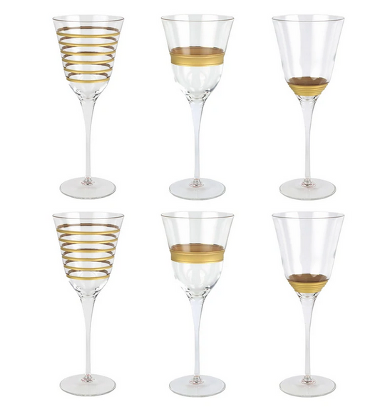 Vietri Raffaello Assorted Wine Glasses - Set of 6
