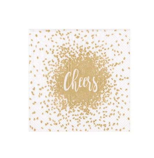 Caspari Cocktail Napkins: Cheers - Gold