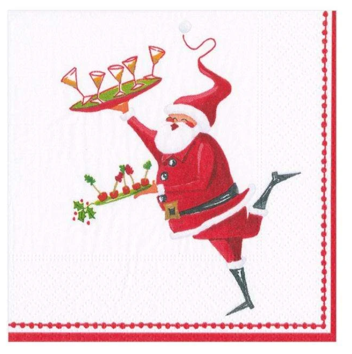 Caspari Cocktail Napkins: Santa Serving
