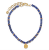 Nest Jewelry - Lapis Heishi Hammered Disc Pendant Necklace
