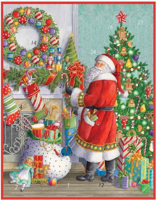 Caspari Advent Calendar: Santa at the Mantle